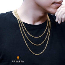 Edelstahl Panzerkette Herren 18K Gold Cuban Link 55.9cm 3mm