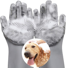 Silikon Haustier Fellpflege Handschuhe Enthaarungsmassage Grau