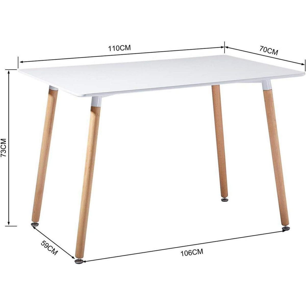 Modernes Esstisch-Set weiß mit 4 Stühlen | Holzbeine
