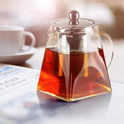 Teekanne Glas 500ml mit Siebeinsatz, Eckig, Hitzebeständig