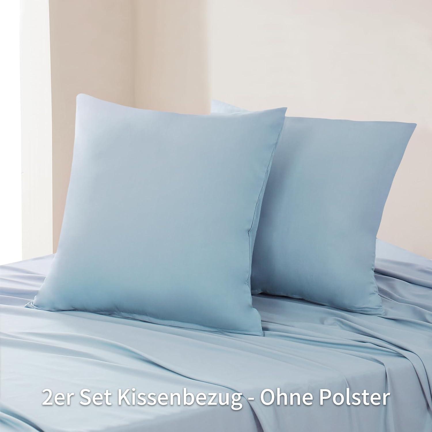 Blauer Kissenbezug 50x50cm 2er Set mit Reißverschluss aus