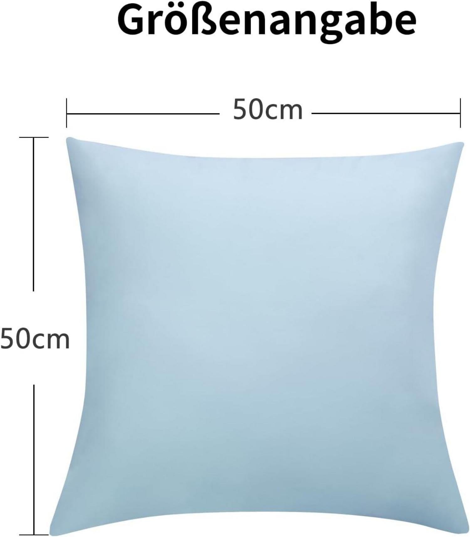 2er Set Kissenbezug 50x50 Blau mit Reißverschluss und Mikrofaser