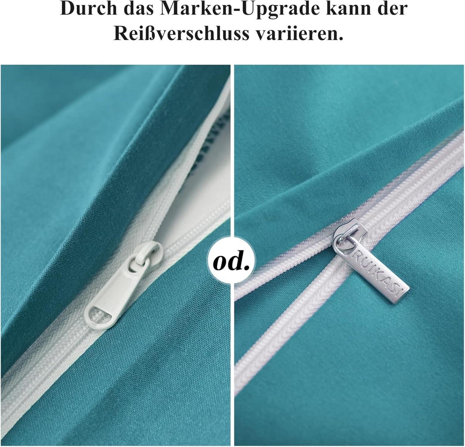 Bettwäsche 200x220 Türkis 3teilig Mikrofaser Reißverschluss