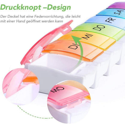 Opret Tablettenbox 7 Tage Deutsch Regenbogen Medikamentenbox