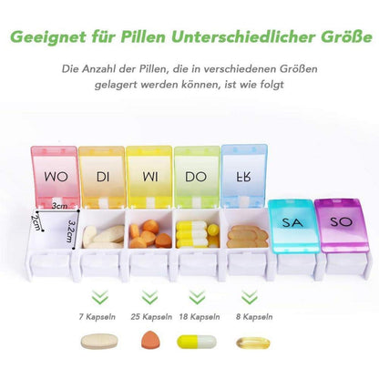 Opret Tablettenbox 7 Tage Deutsch Regenbogen Medikamentenbox