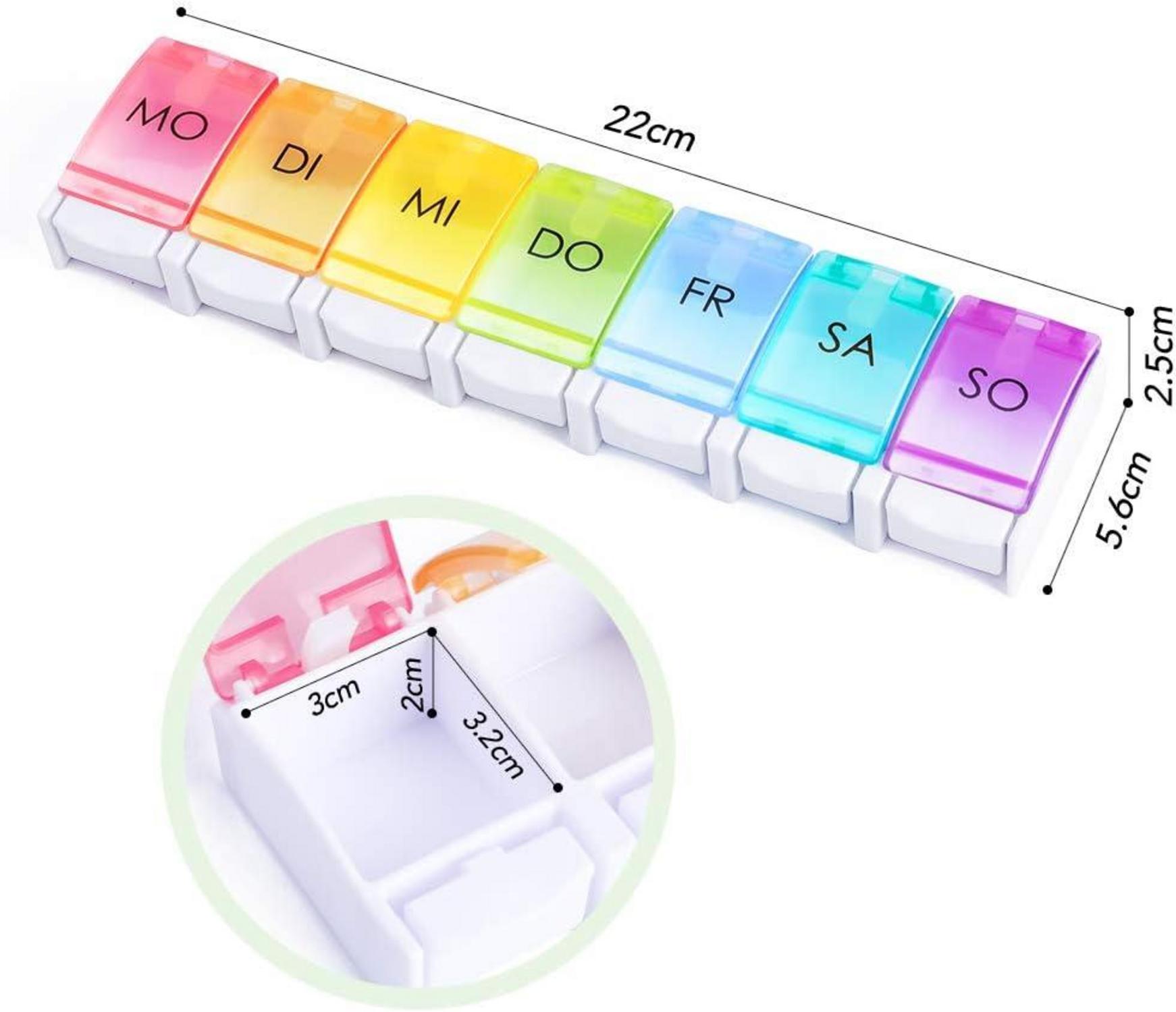 Opret Tablettenbox 7 Tage Deutsch Regenbogen Medikamentenbox