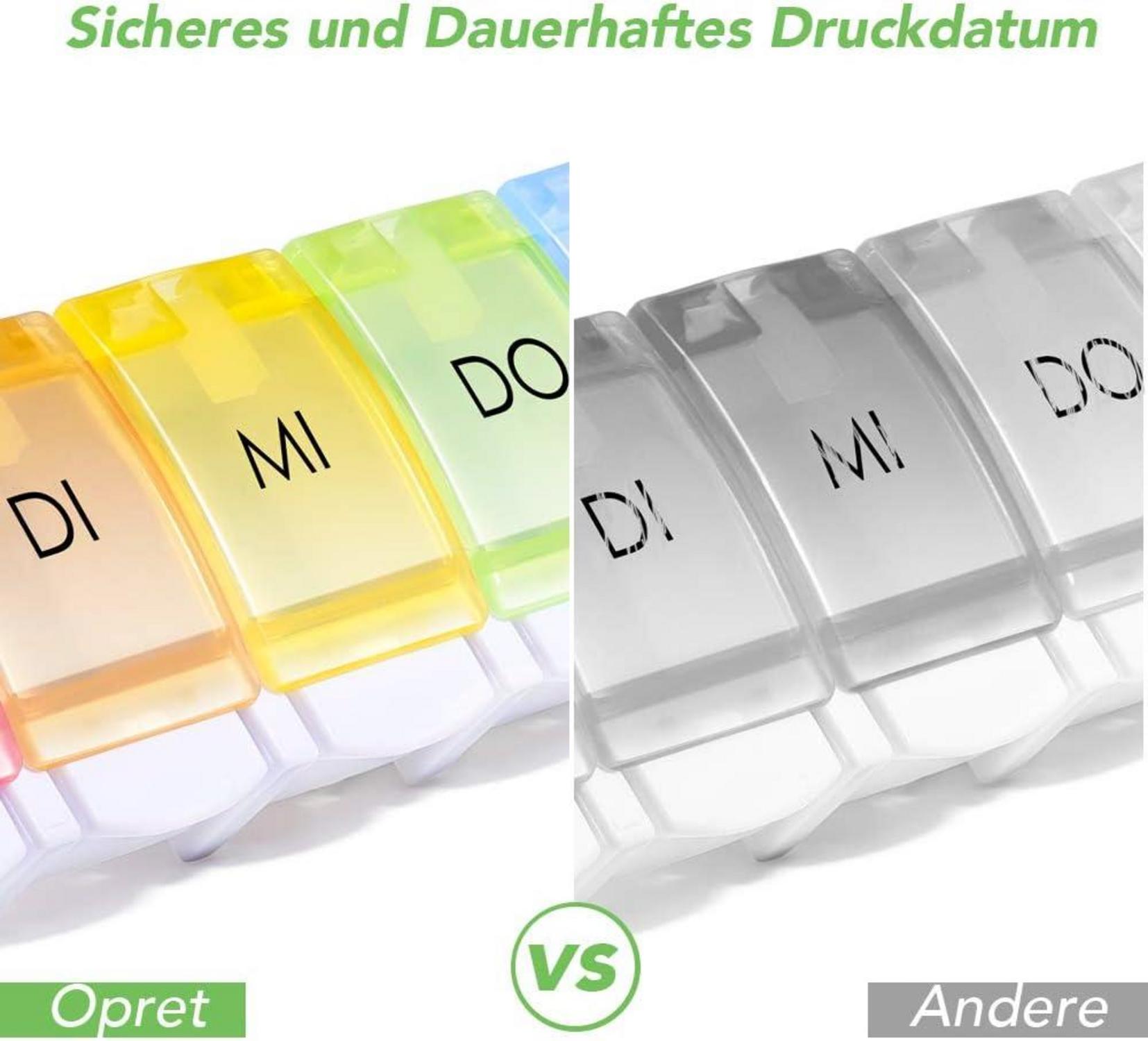 Tablettenbox 7 Tage Deutsch Pillendose Medikamentenbox 22x5,5x2,5 cm