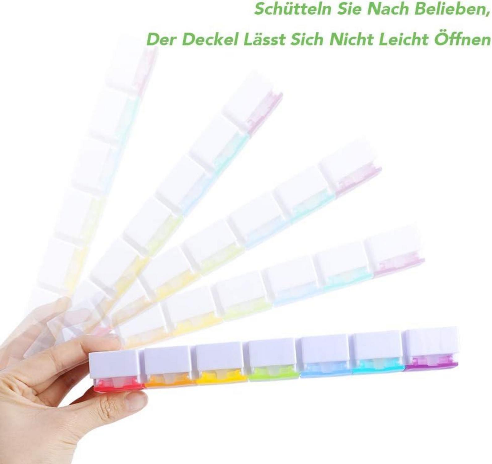 Tablettenbox Deutsch 7 Tage Pillendose Regenbogen Medikamentenbox