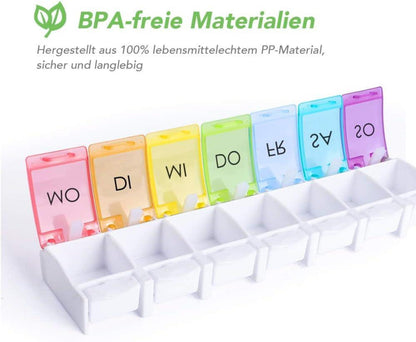 Tablettenbox 7 Tage Deutsch Pillendose Medikamentenbox 22x5,5x2,5 cm