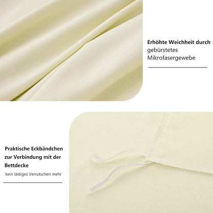 Bettwäsche 200x200 Gelb Mikrofaser Set Kissenbezüge Reißverschluss
