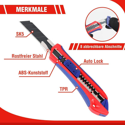 Cuttermesser Set 18mm SK5 20 Ersatzklingen Gummigriff Papier