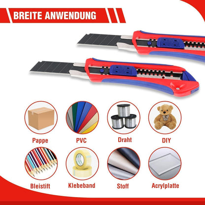 Cuttermesser Set 18mm SK5 20 Ersatzklingen Gummigriff Papier