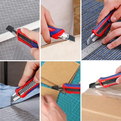 Cuttermesser Set 18mm SK5 20 Ersatzklingen Gummigriff Papier