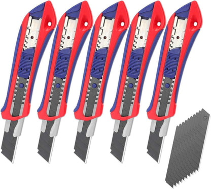 5-teiliges Cuttermesser Set mit 20 SK5 Ersatzklingen, 18mm