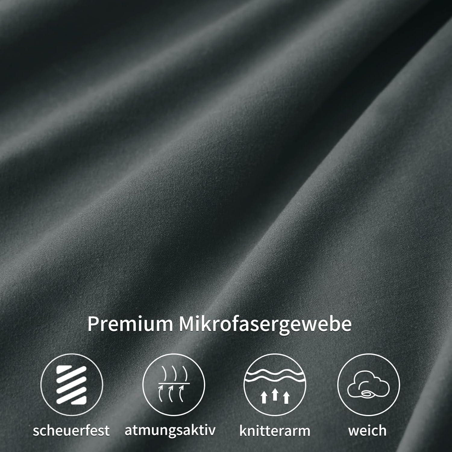 Kissenbezug 50x50 Grau Mikrofaser Doppelpack anthrazit Reißverschluss
