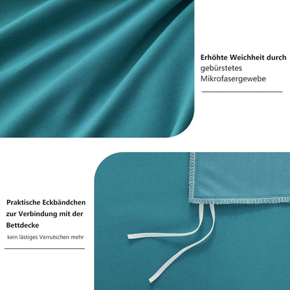 Bettwäsche 135x200 Türkis 4-teilig Mikrofaser Reißverschluss Weich