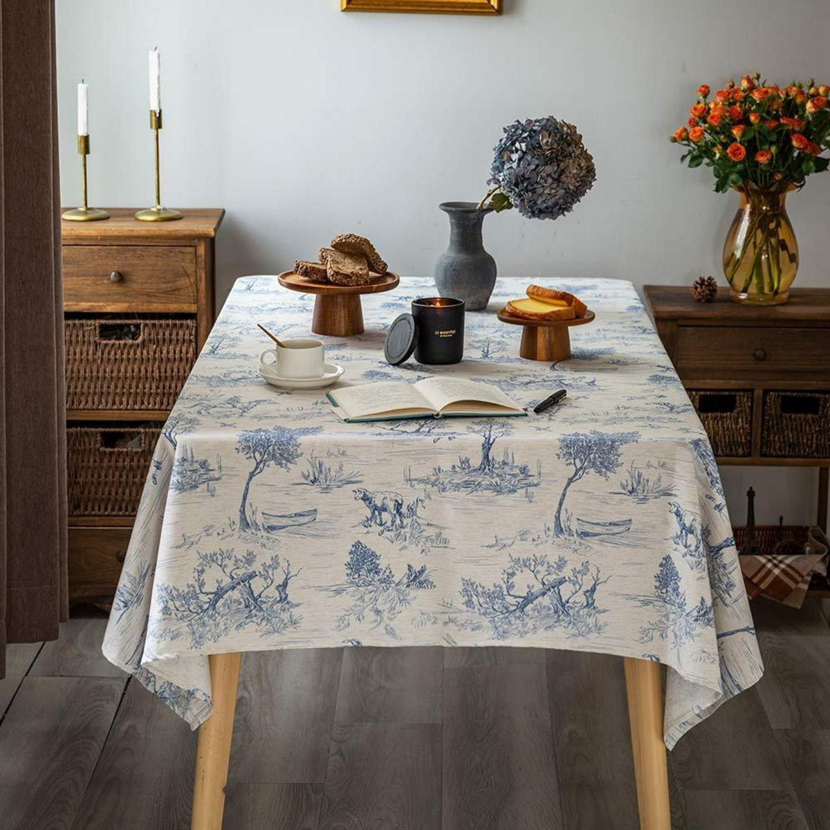 Rustikale Tischdecke Französische Landschaft Blau 140x305 cm