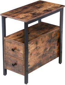 Beistelltisch mit 2 Schubladen Industrial Stil Holzoptik