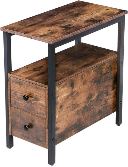 Beistelltisch mit 2 Schubladen Industrial Stil Holzoptik