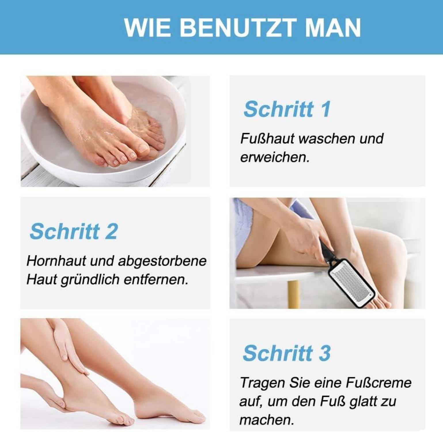 2er Set Edelstahl Hornhauthobel Fußraspel Feile für harte Haut