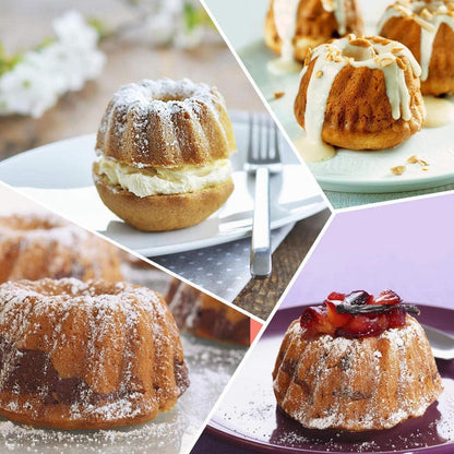 Silikon Gugelhupfform Mini Backform 12er Set Dessert Kuchen Muffins Gelee Cupcake - 4 Farben