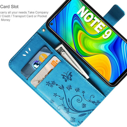 AROYI Xiaomi Redmi Note 9 Lederhülle + HD Schutzfolie Blau