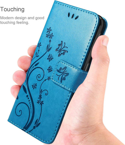 Lederhülle Xiaomi Redmi Note 9 Hülle + Schutzfolie Flip Wallet Blau