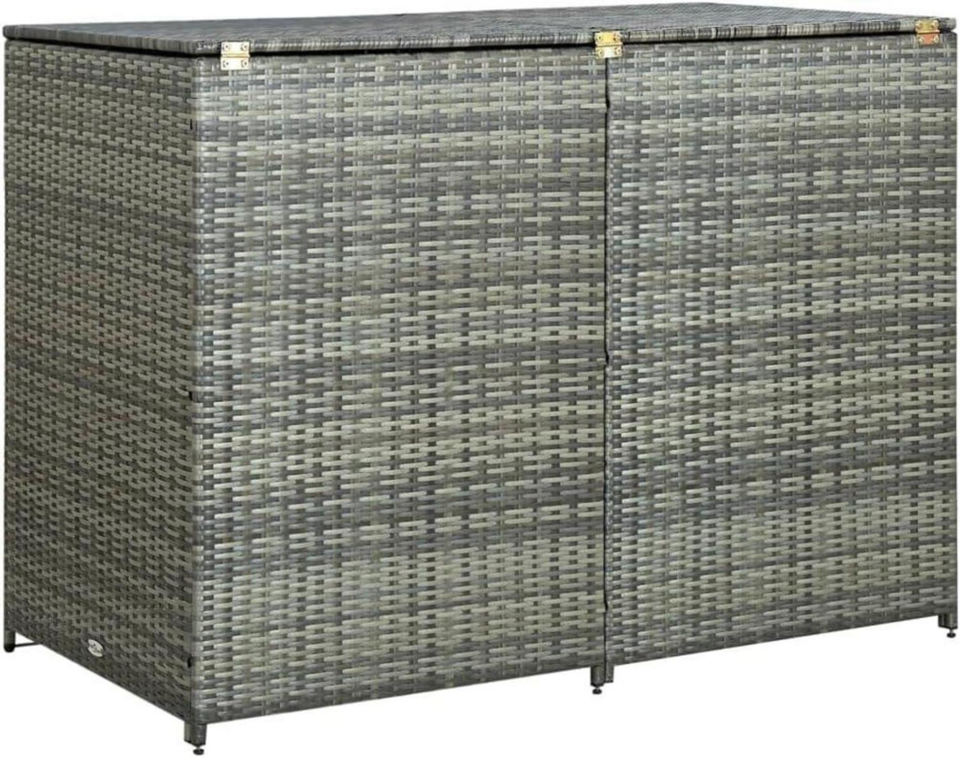 Mülltonnenbox aus PE-Rattan für 2 Tonnen Anthrazit 148x77x111cm