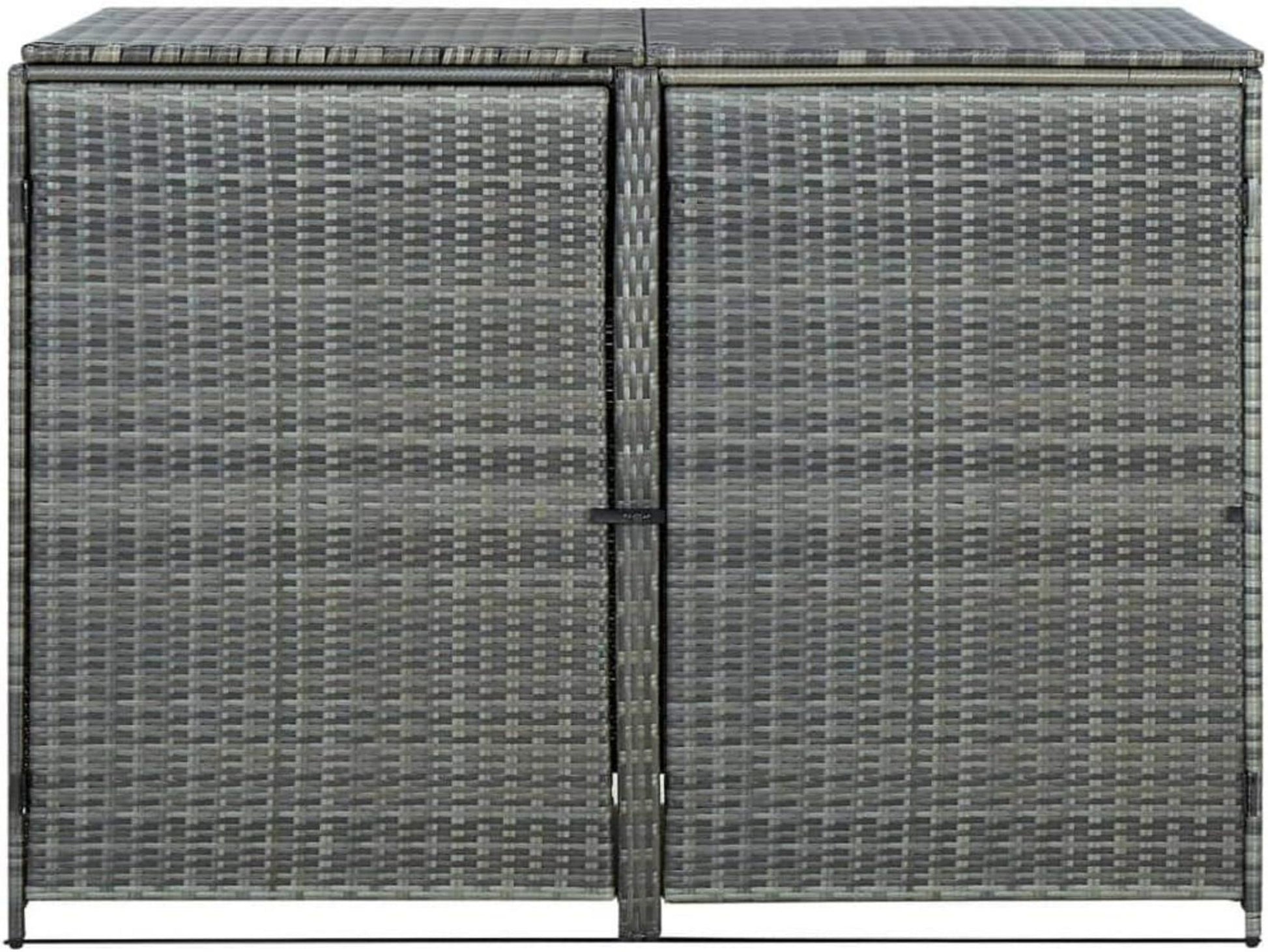 Mülltonnenbox für 2 Tonnen aus PE-Rattan Anthrazit