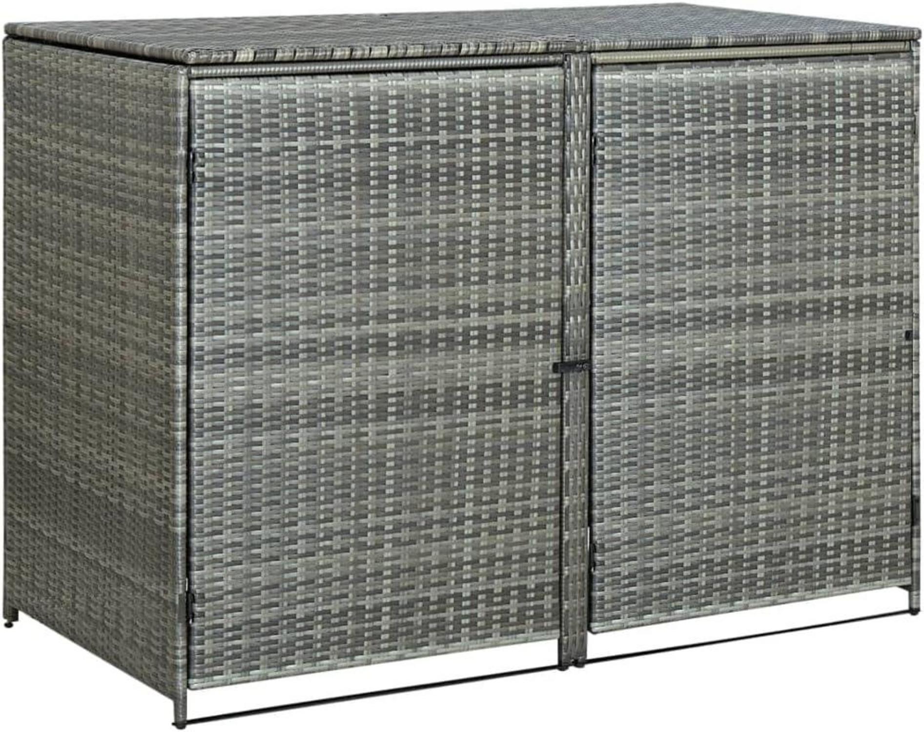 Mülltonnenbox aus PE-Rattan für 2 Tonnen Anthrazit 148x77x111cm