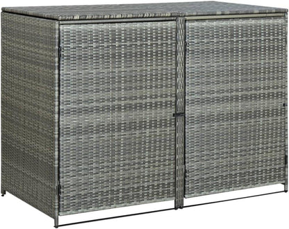 Mülltonnenbox aus PE-Rattan für 2 Tonnen Anthrazit 148x77x111cm