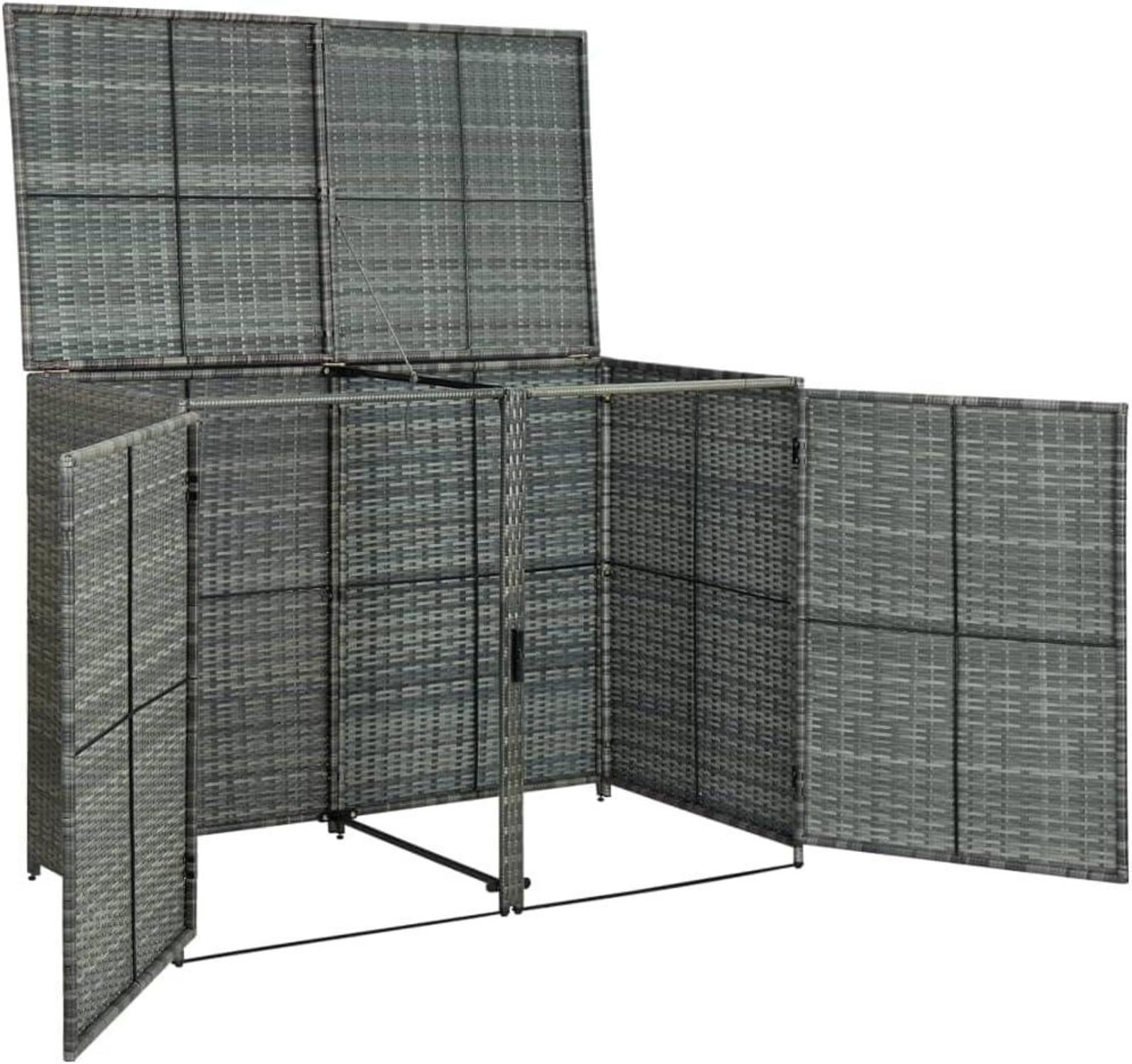 Mülltonnenbox 2 Tonnen Poly Rattan Anthrazit 148x77x111cm