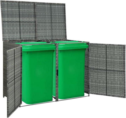 Mülltonnenbox für 2 Tonnen Anthrazit Rattan 148x77x111cm