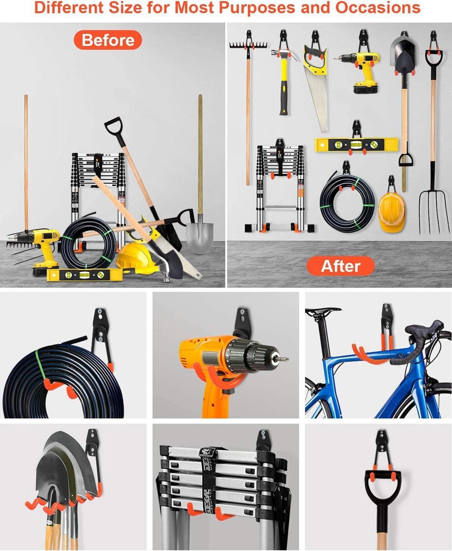 Wandhaken Garage Schwerlast Doppelhaken Storage Hooks 12 Stück Orange