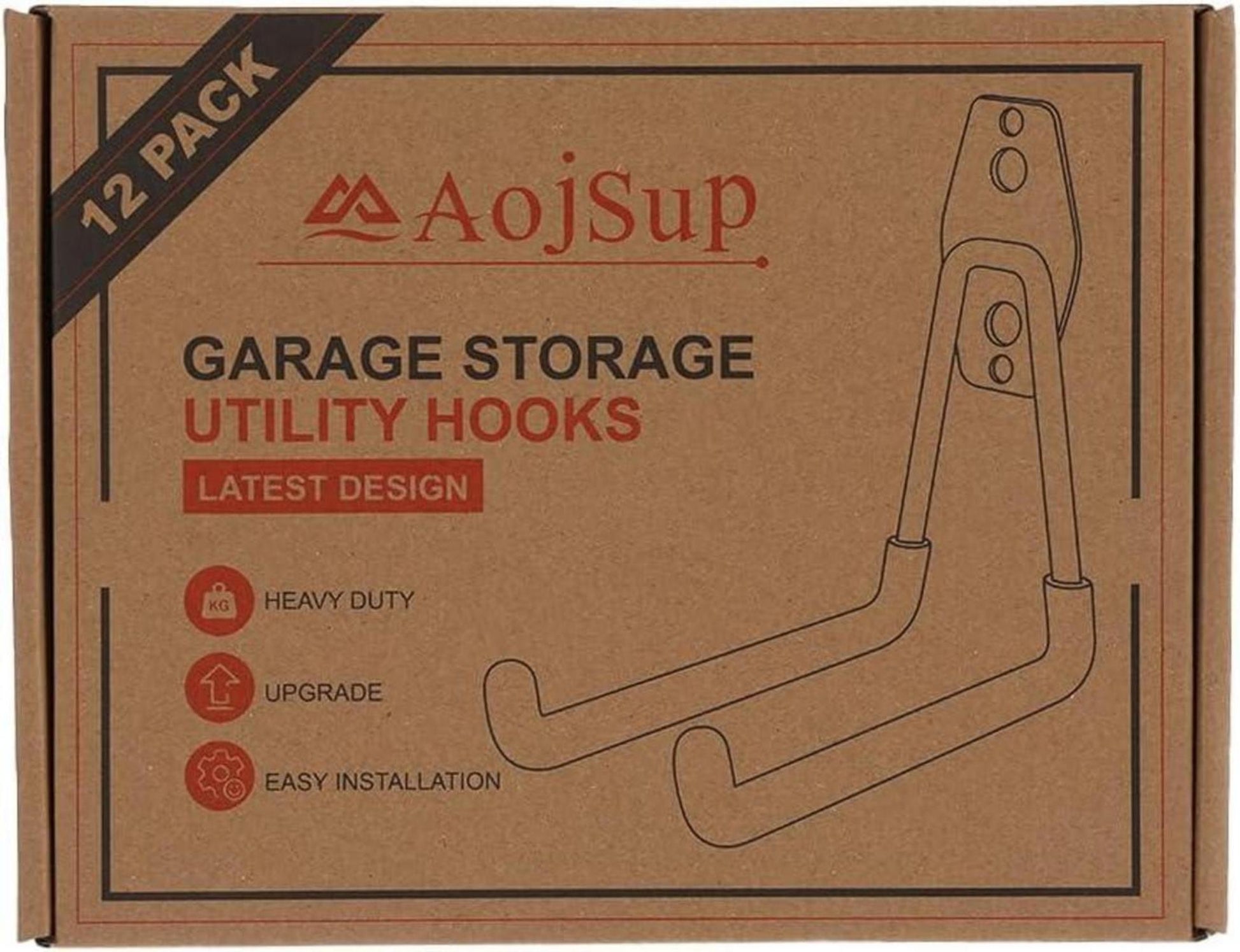 AojSup 12 Stück Schwerlast Doppelhaken Wandhaken Garage Storage Hooks Orange