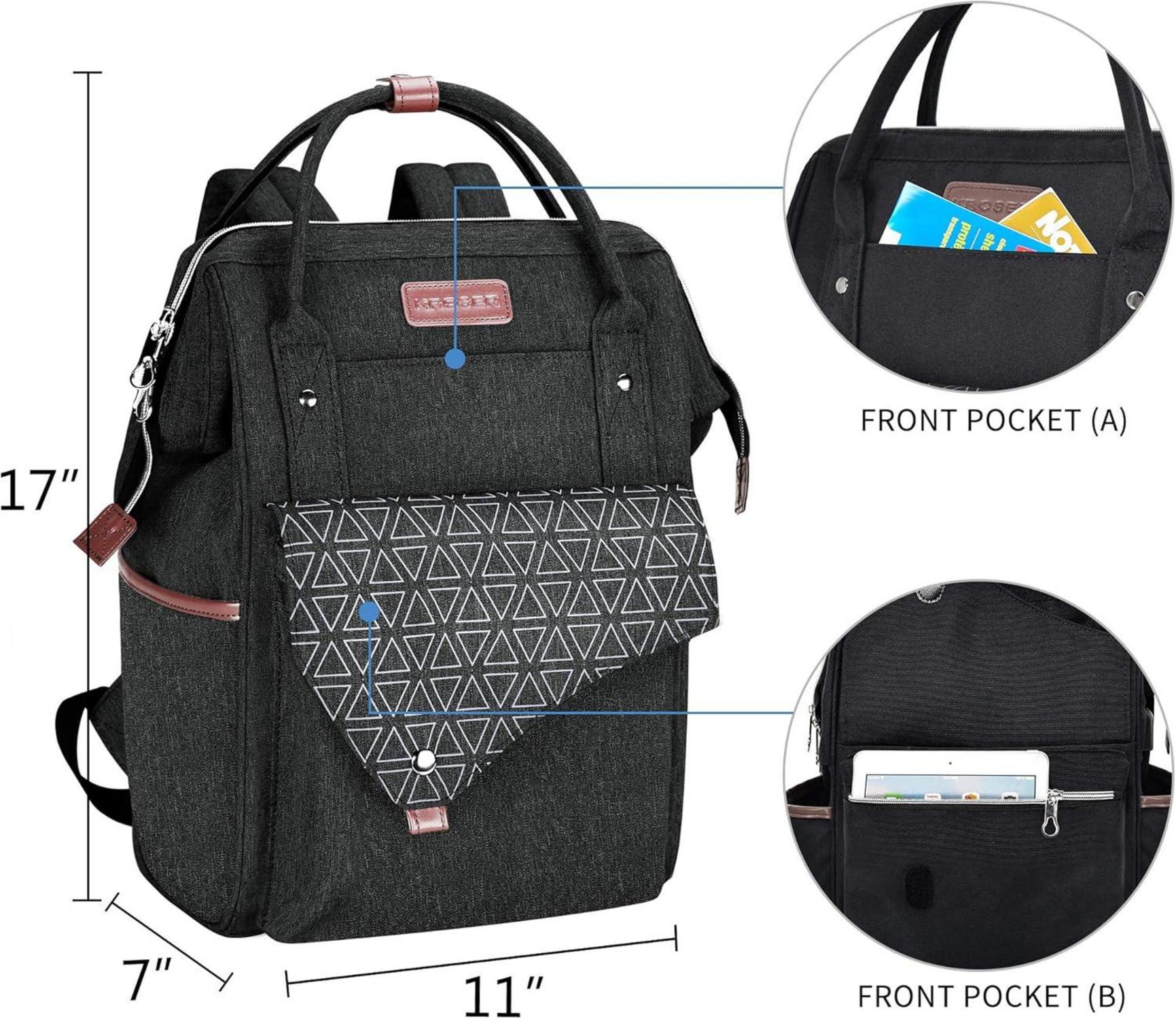 KROSER Damen Laptop Rucksack 15,6 Zoll wasserdicht, Schwarz