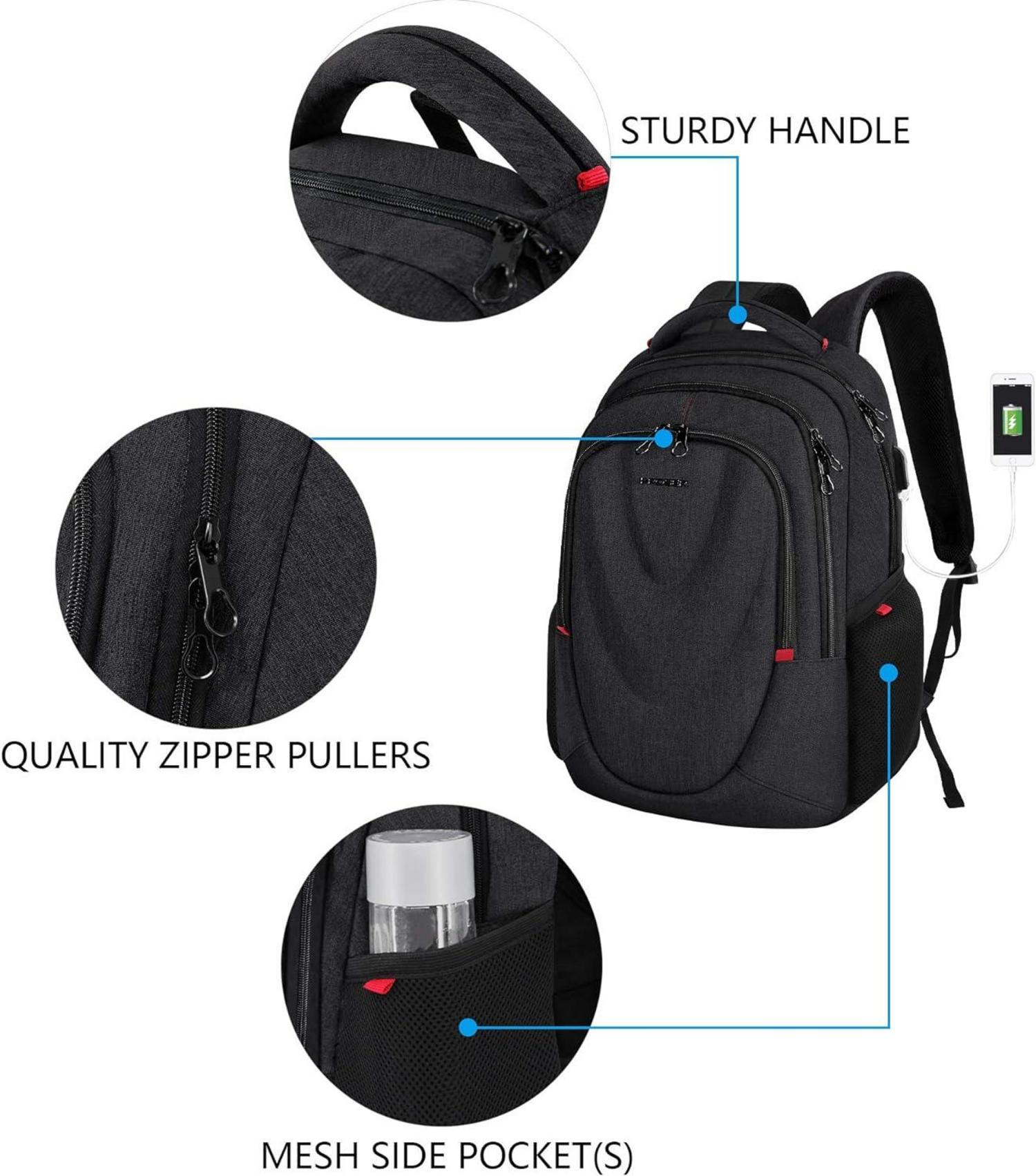 Laptop Rucksack 15,6 Zoll RFID USB Wasserdicht Schwarz