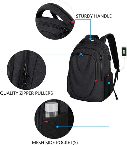 Laptop Rucksack 15,6 Zoll RFID USB Wasserdicht Schwarz