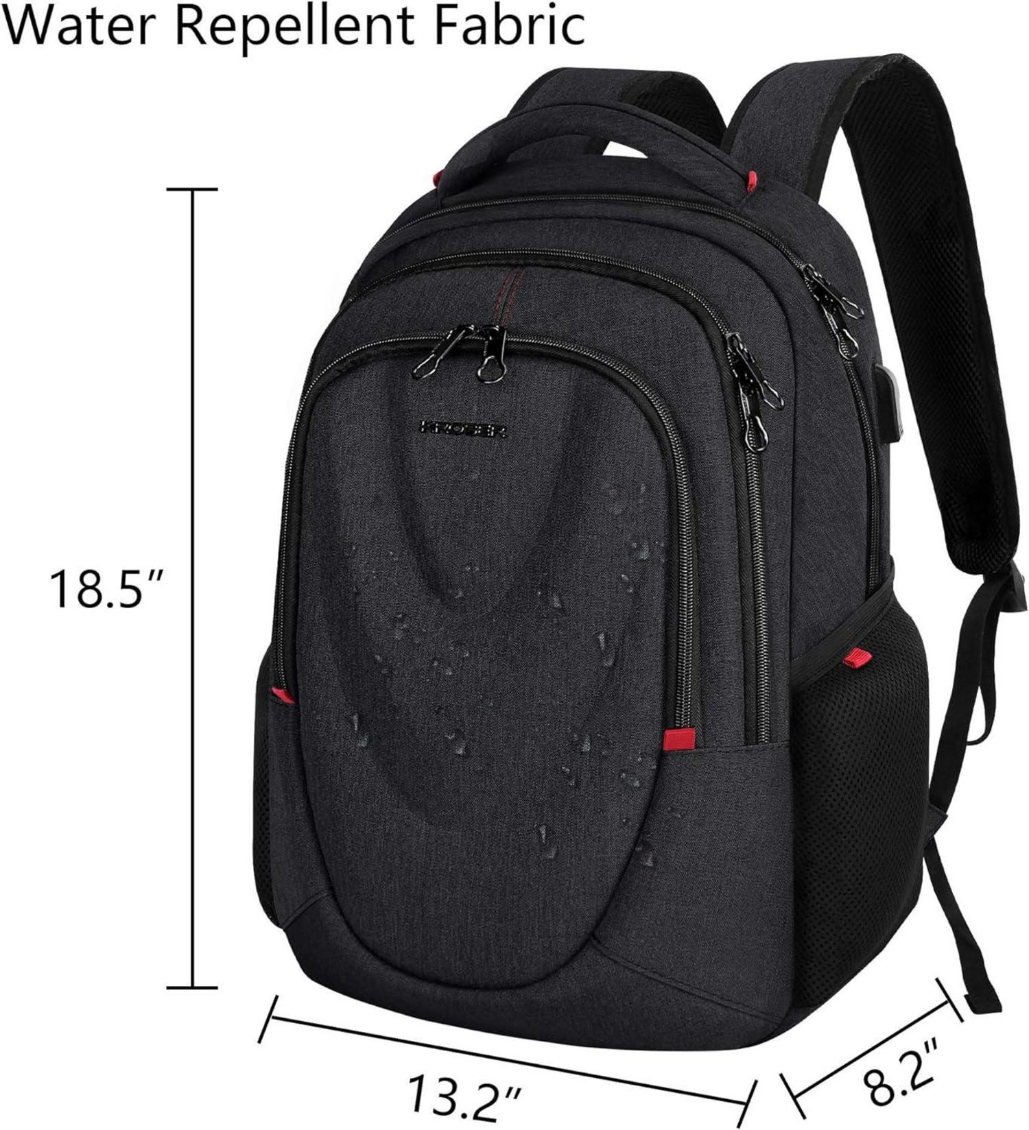 KROSER Laptop Rucksack 15,6 Zoll Tagesrucksack RFID USB Schwarz MEHRWEG