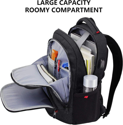 Laptop Rucksack Schulrucksack 15,6 Zoll Wasserdicht Schwarz RFID USB