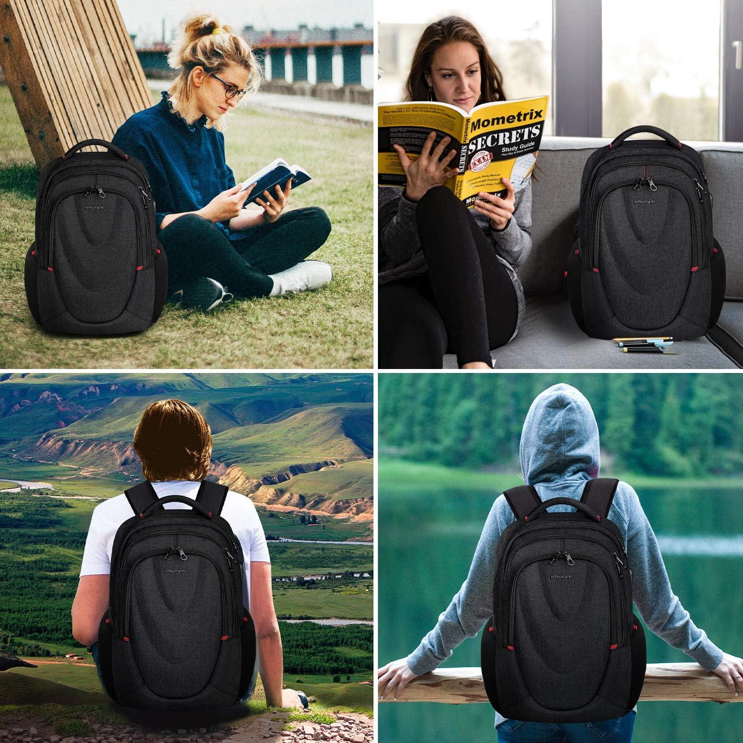 Laptop Rucksack Schulrucksack 15,6 Zoll Wasserdicht Schwarz RFID USB