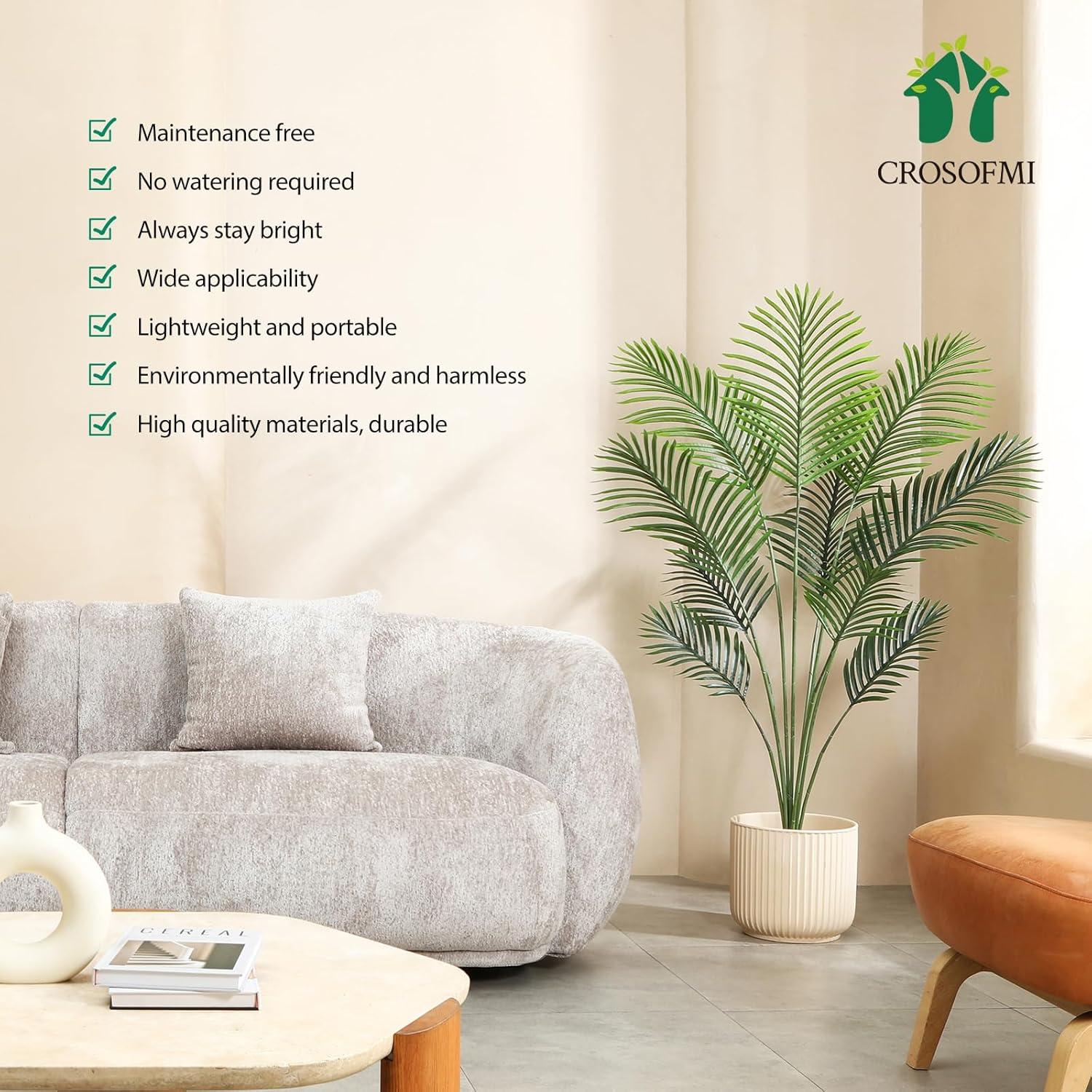Kunstpflanze Palmen 130 cm Plastik Areca Groß Deko Grün Wohnzimmer