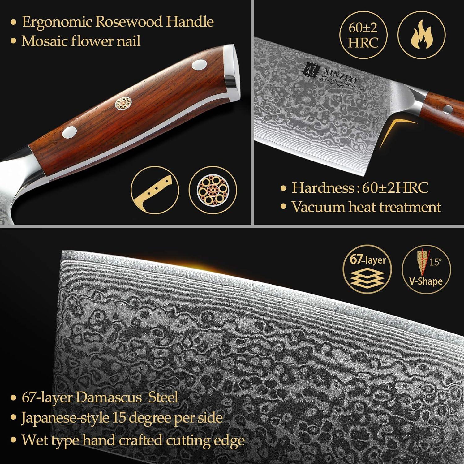 XINZUO Hackmesser Damaststahl 18cm Chinesisches Kochmesser