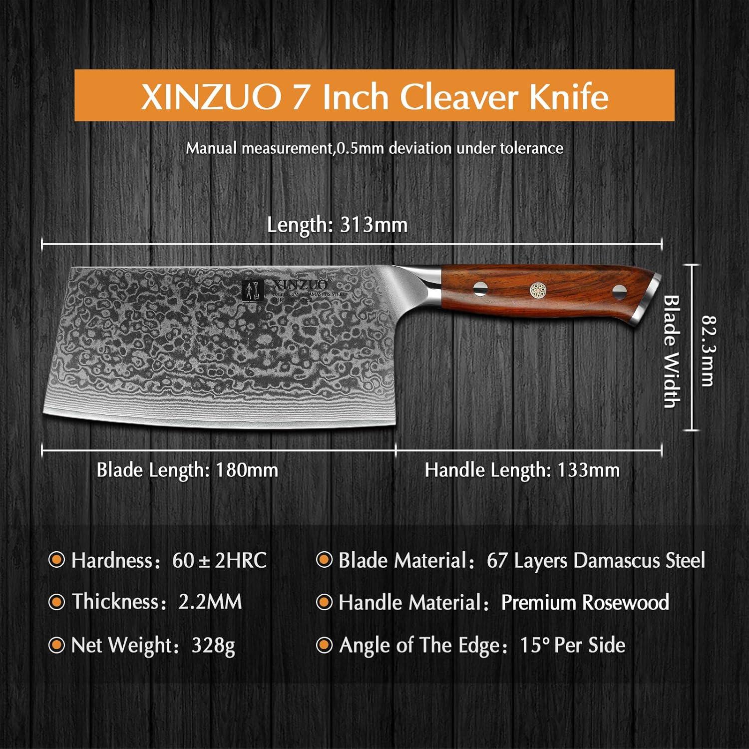 XINZUO Hackmesser Damaststahl 18cm Profi Chinesisches Küchenmesser