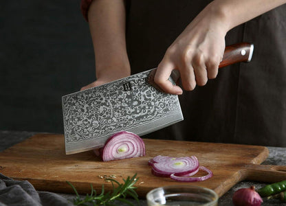 Hackmesser Damaststahl 18cm Chinesisches Profi Küchenmesser mit