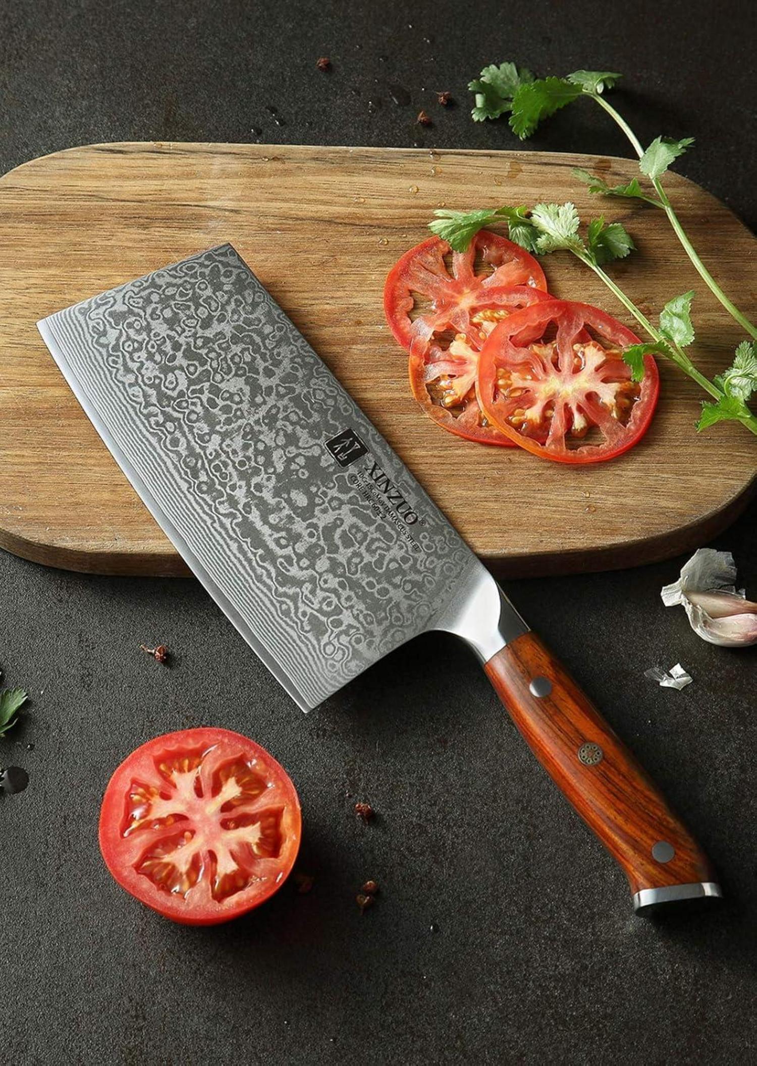 XINZUO Hackmesser Damaststahl 18cm Profi Chinesisches Küchenmesser