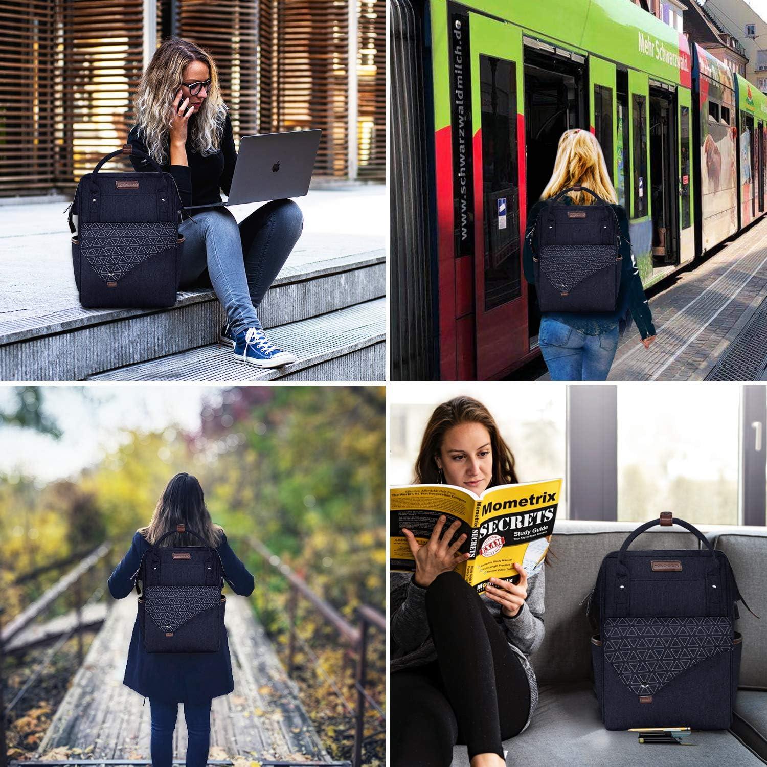 Laptop Rucksack Damen 15,6 Zoll wasserdicht Schulrucksack Daypack Blau