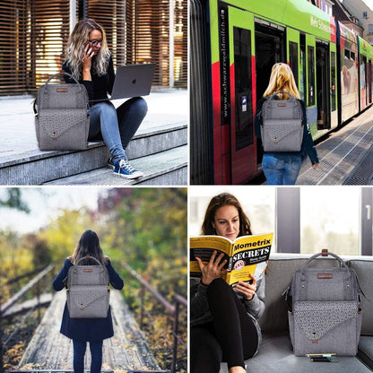 Damen Rucksack 15,6 Zoll Laptop wasserdicht Daypack Grau