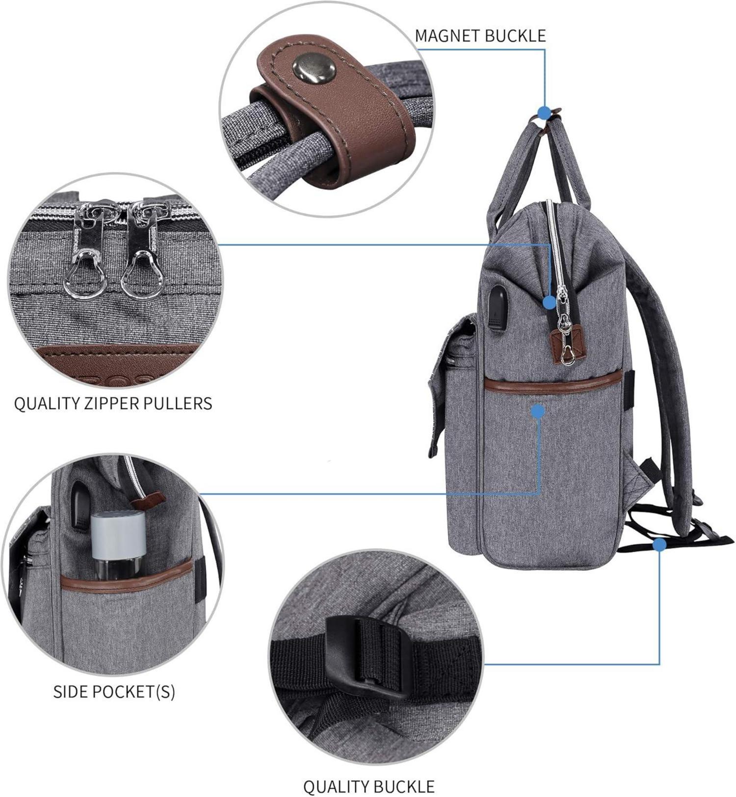KROSER ROSER Schulrucksack Damen 15,6 Zoll Laptop Daypack Uni Reise Grau