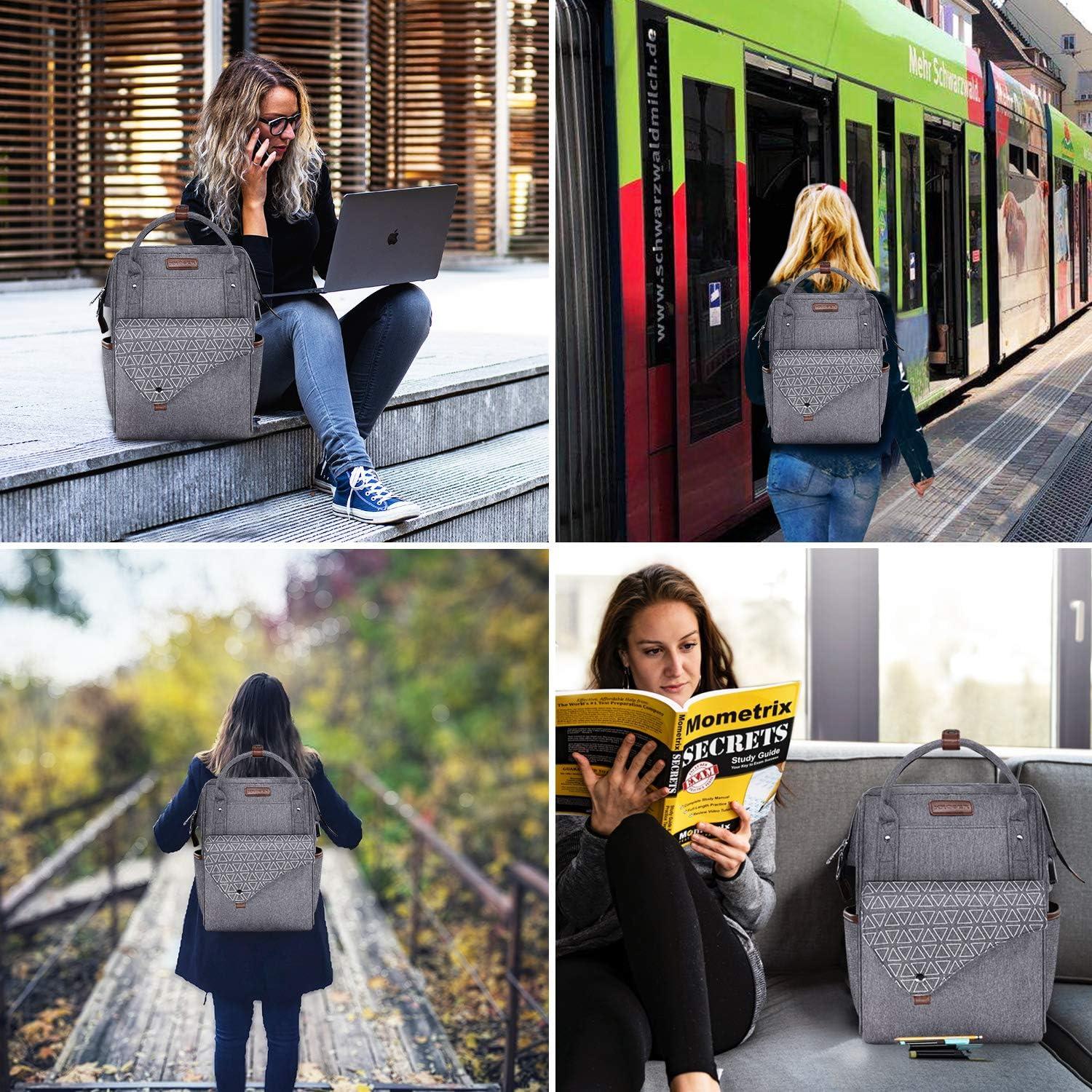 KROSER ROSER Schulrucksack Damen 15,6 Zoll Laptop Daypack Uni Reise Grau